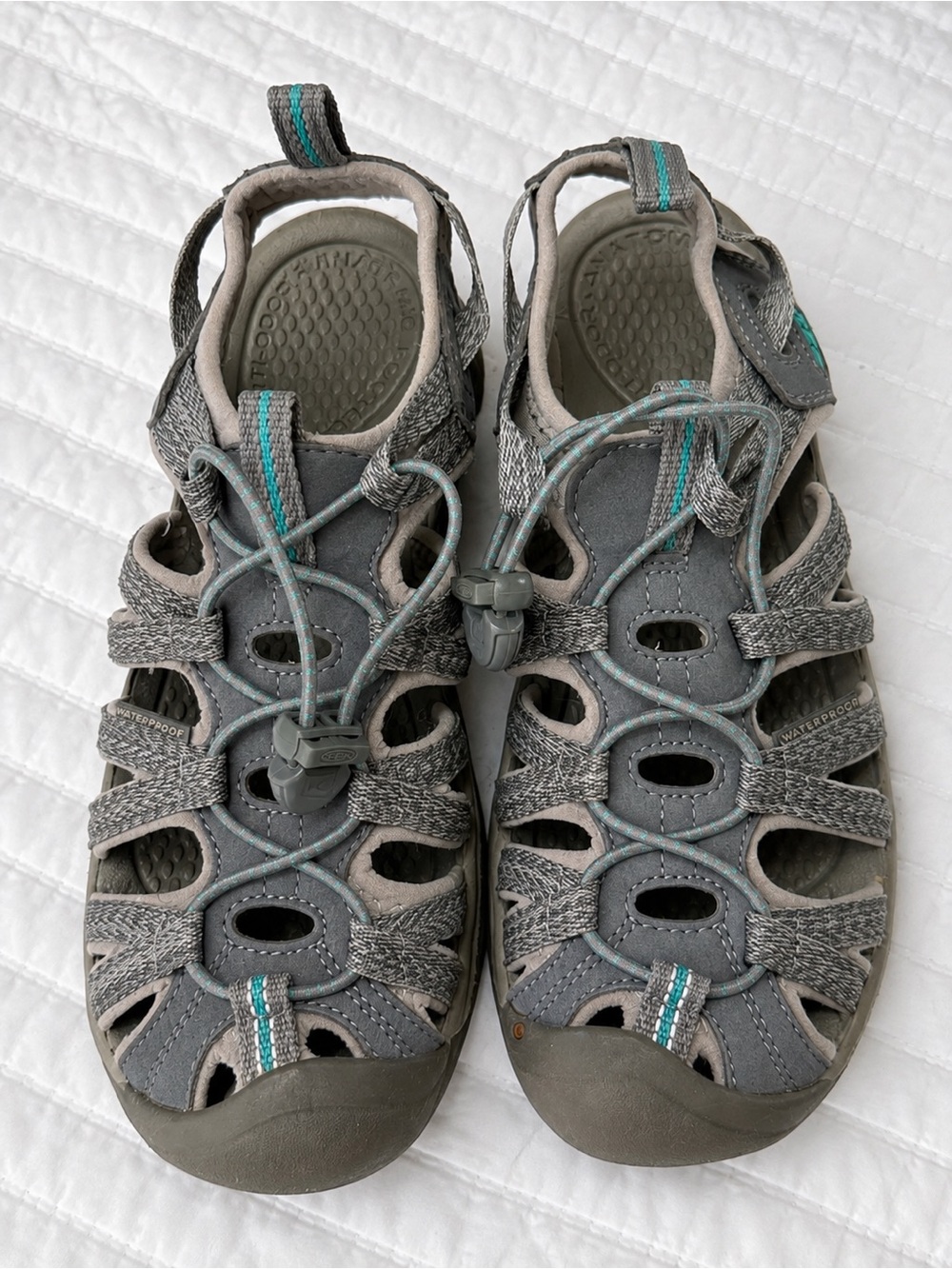 KEEN Whisper Water Sandals Women’s 7.5 Grey Peacock Green Hiking
